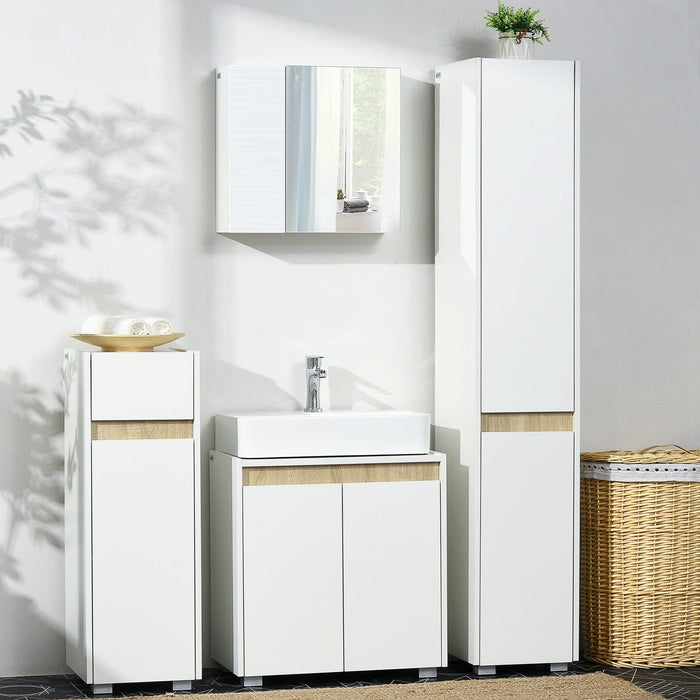 White 5-Tier Tall Bathroom Cabinet With Adjustable Shelves