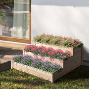 3 Tier Raised Wooden Garden Bed, 124x124 cm Outsunny
