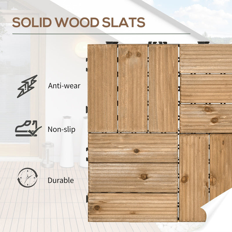 Brown Wooden Interlocking Decking Tiles - 27 Pcs