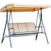 Beige 3 Seater Swing Chair With Adjustable Canopy, Black Outsunny