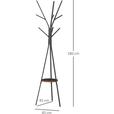 Stylish Coat Rack Stand, 9 Hooks, 1 Shelf, 180cm Homcom