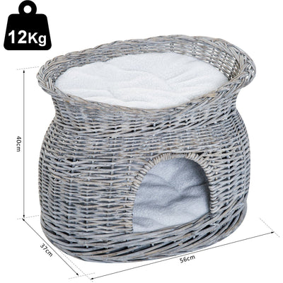 "114cm Beige Cat Tree: Sturdy House for Climbing and Play" Pawhut