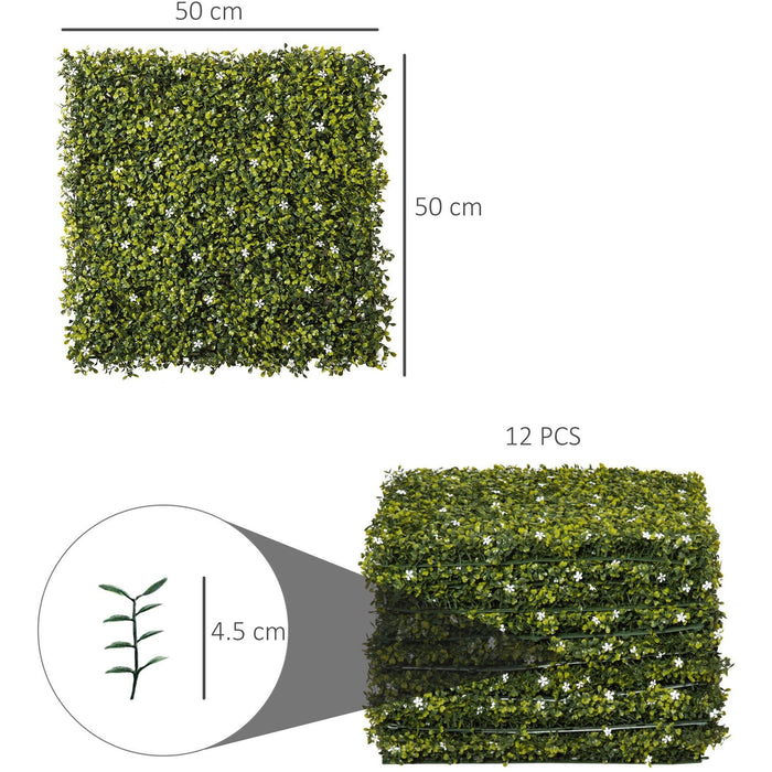 Artificial Boxwood Wall Panels, Milan Grass, 12PCS, 50cm