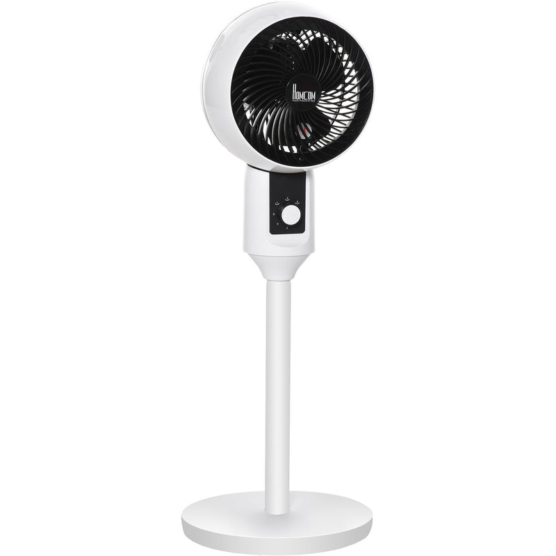 HOMCOM 32'' Air Circulator Fan 3 Speed, 70° Oscillation 90° Vertical Tilt, Round Base, Carry Handle, for Living Room, Bedroom, Office, Black and White Homcom
