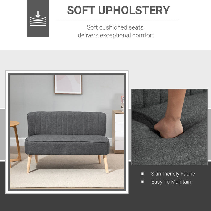 Dark Grey 2 Seater Fabric Sofa
