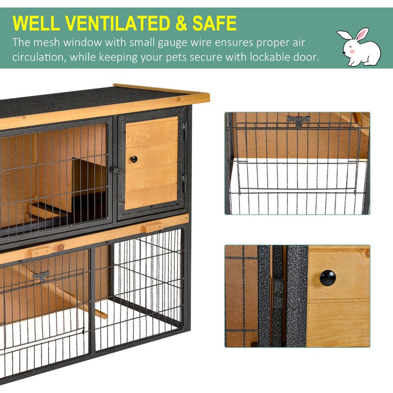 Deluxe Raised Rabbit Hutch with Slide-Out Tray