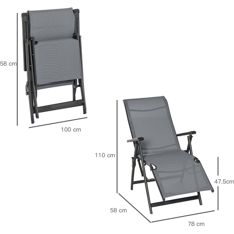Set of 2 Foldable Reclining Sun Lounger