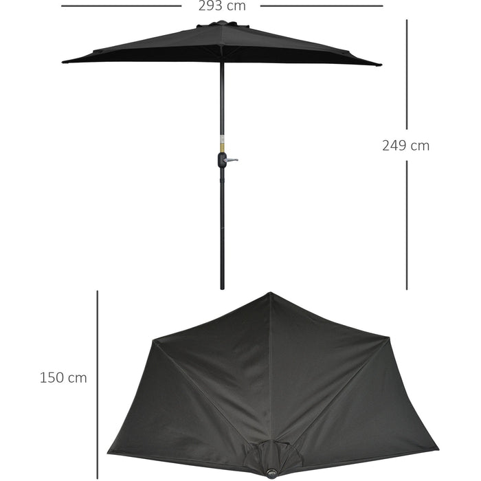 Half Parasol for Patio, Balcony - Black