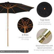 3m Wooden Parasol Outsunny