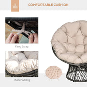 360° Swivel Rattan Garden Chair with Padded Cushion Outsunny