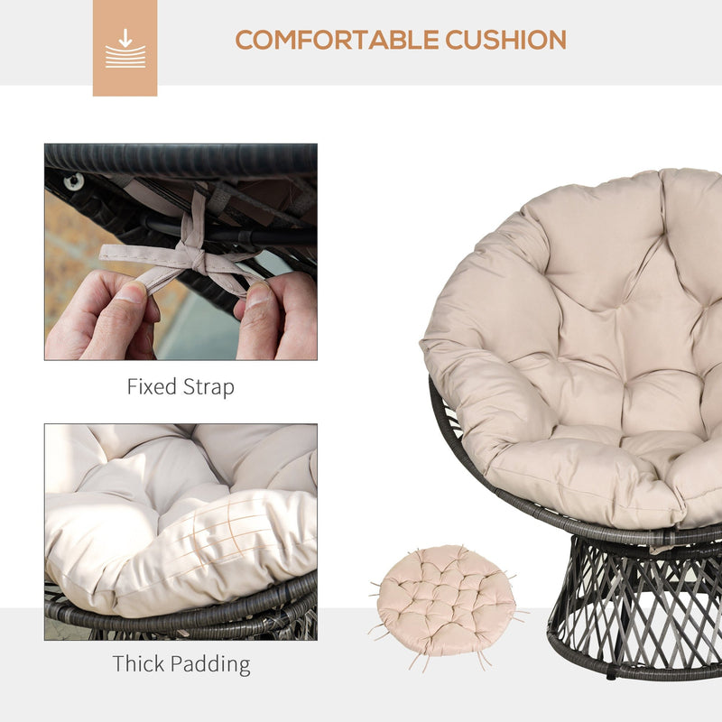 360° Swivel Rattan Garden Chair with Padded Cushion Outsunny
