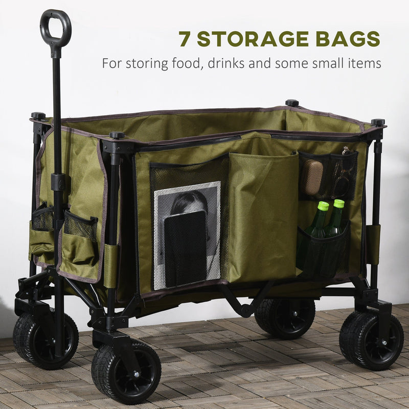 Green Folding Garden Garden Trolley on Wheels