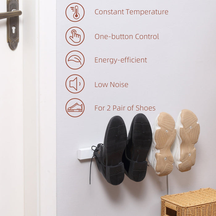 2-Pair Wall Mounted Electric Shoe Dryer - White