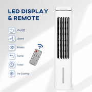 HOMCOM Evaporative Air Cooler, Oscillating Ice Cooling Fan with 3 Modes, 3 Speeds, Remote Control, Timer, and Oscillation, White Homcom