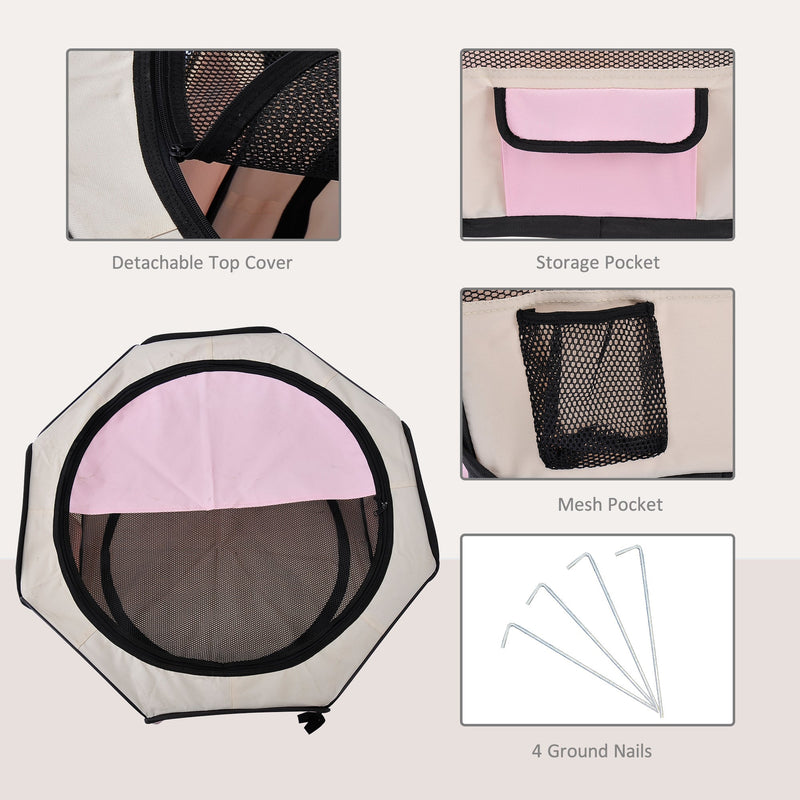 Fabric Pet Play Pen, 8-Panel Mesh, D90xH41cm, Outdoor Use