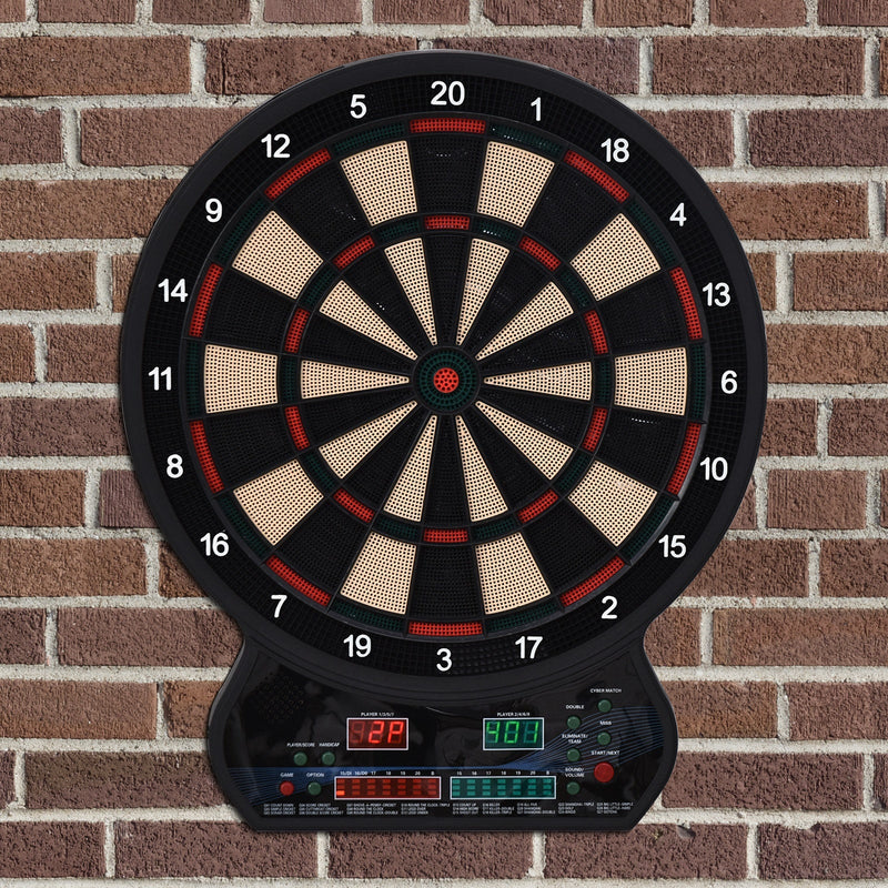 HOMCOM LED Dartboard Electronic Scoreboard 8 Players 27 Games Family Fun w/ 12 Darts 30 Heads Home Office Classic Game Homcom