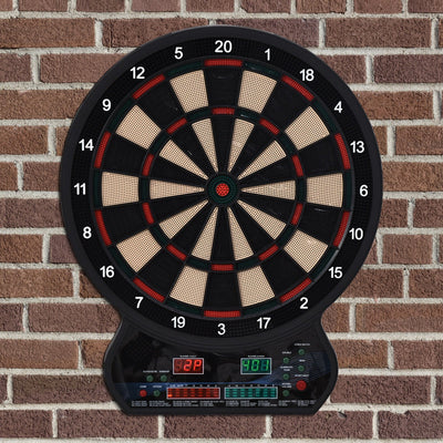 HOMCOM LED Dartboard Electronic Scoreboard 8 Players 27 Games Family Fun w/ 12 Darts 30 Heads Home Office Classic Game Homcom