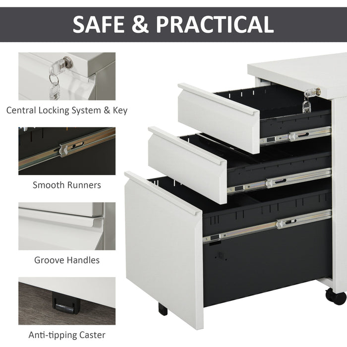 Lockable Vertical File Cabinet with 3 Drawers & Anti-tilt