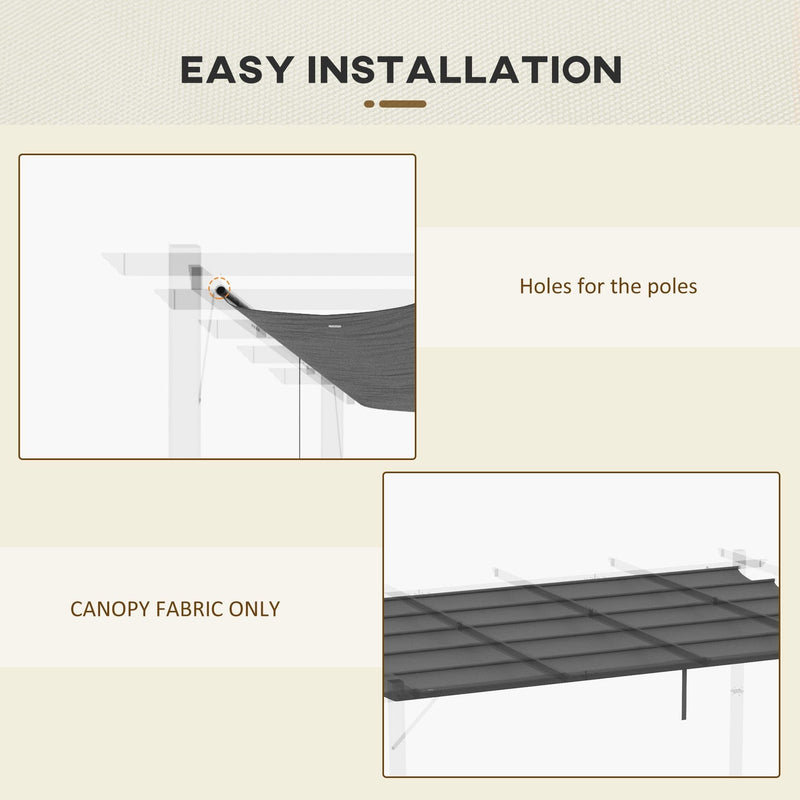 Outsunny Retractable Pergola Shade Cover, Replacement Canopy for 4 x 3 (m) Pergola, Retractable Roof, Dark Grey Outsunny