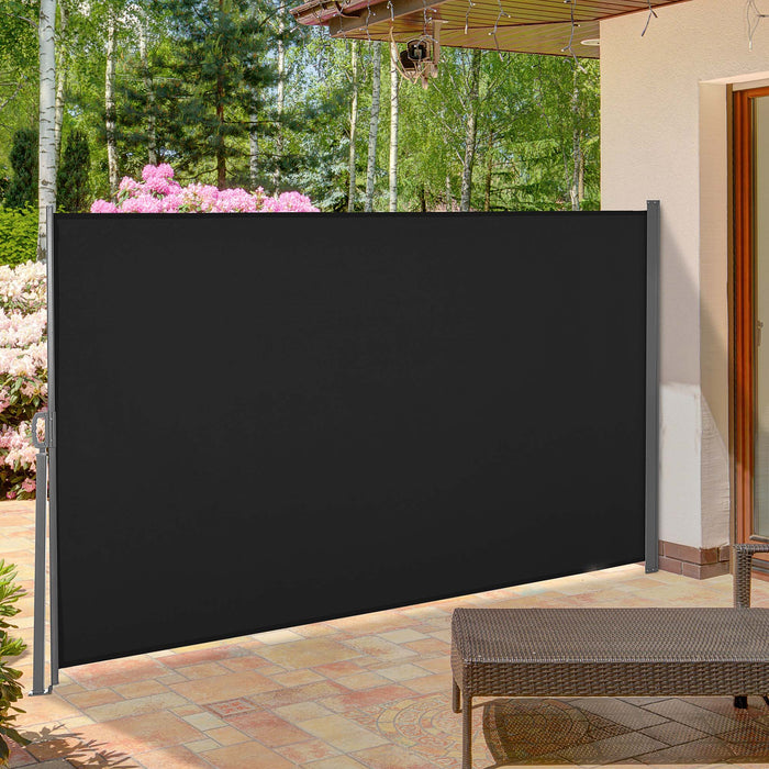 Retractable Privary Screen For Patio, 3x1.6M, Black