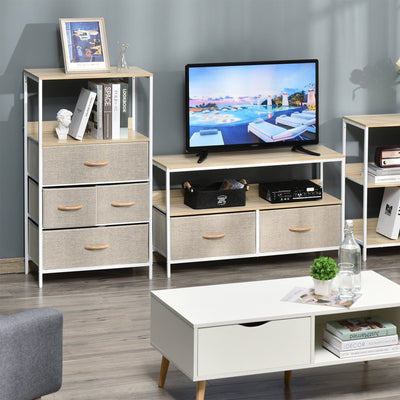 4 Drawer Fabric Bin Cabinet, Storage, Living Room/Bedroom Homcom