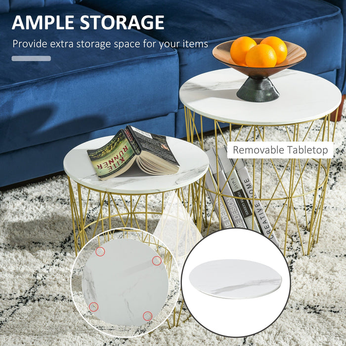 2pc Nesting Tables with Removable Tops, White