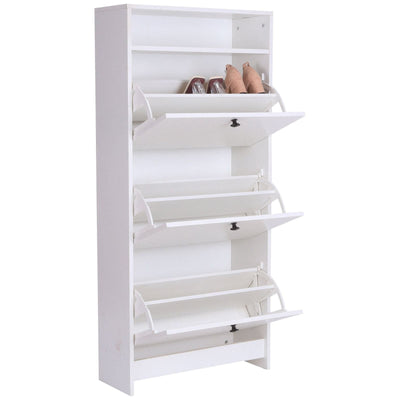 HOMCOM Narrow Shoe Cabinet For Hallway, White Homcom