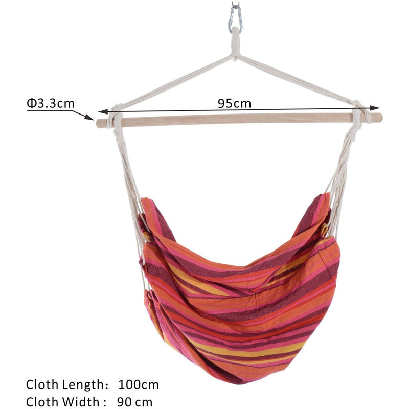 Rope Chair Hammock, Garden Patio Swing, Wooden, Cotton