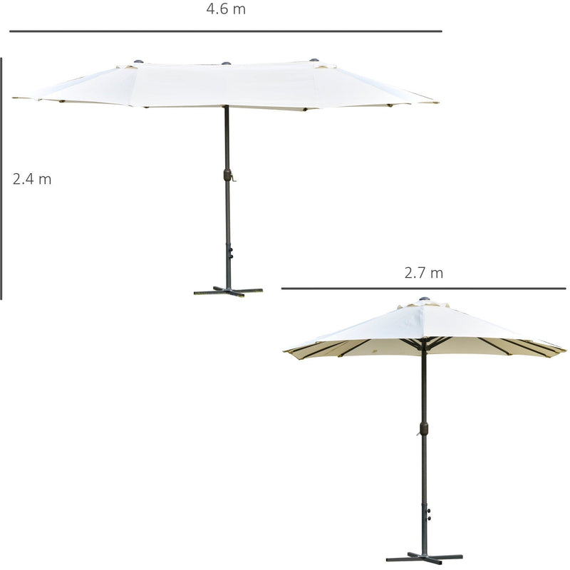 4.6m Double Sided Parasol With Crank Handle, No Base Outsunny