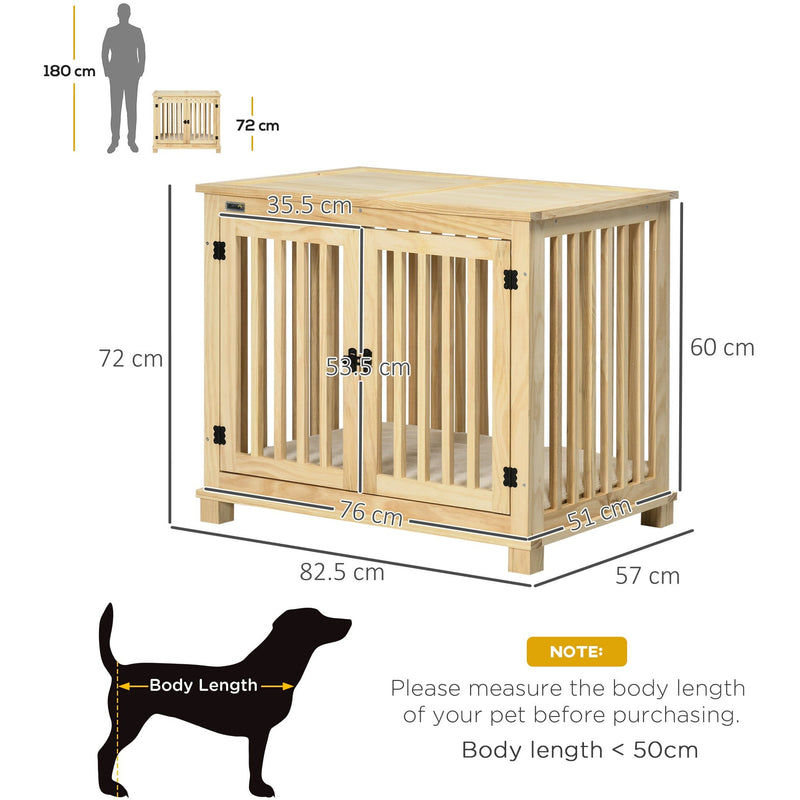 PawHut Medium Dog Crate with Cushion - Wooden