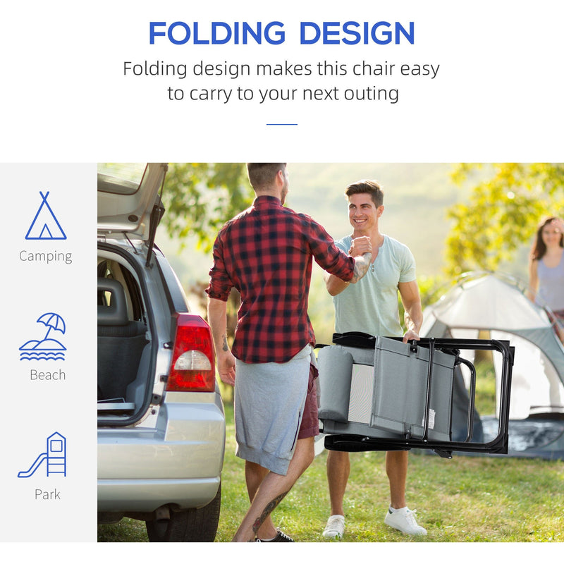 Outsunny Portable Grey Patio Recliner Chairs (Set of 2)