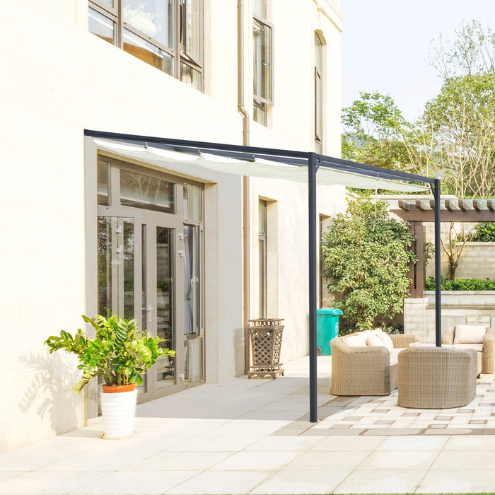 Garden Pergola With Retractable Canopy 3x3m, Wall Mounted