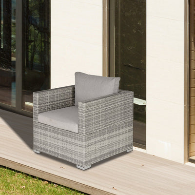 Single Rattan Sofa Chair with Padded Cushion for Outdoor Outsunny