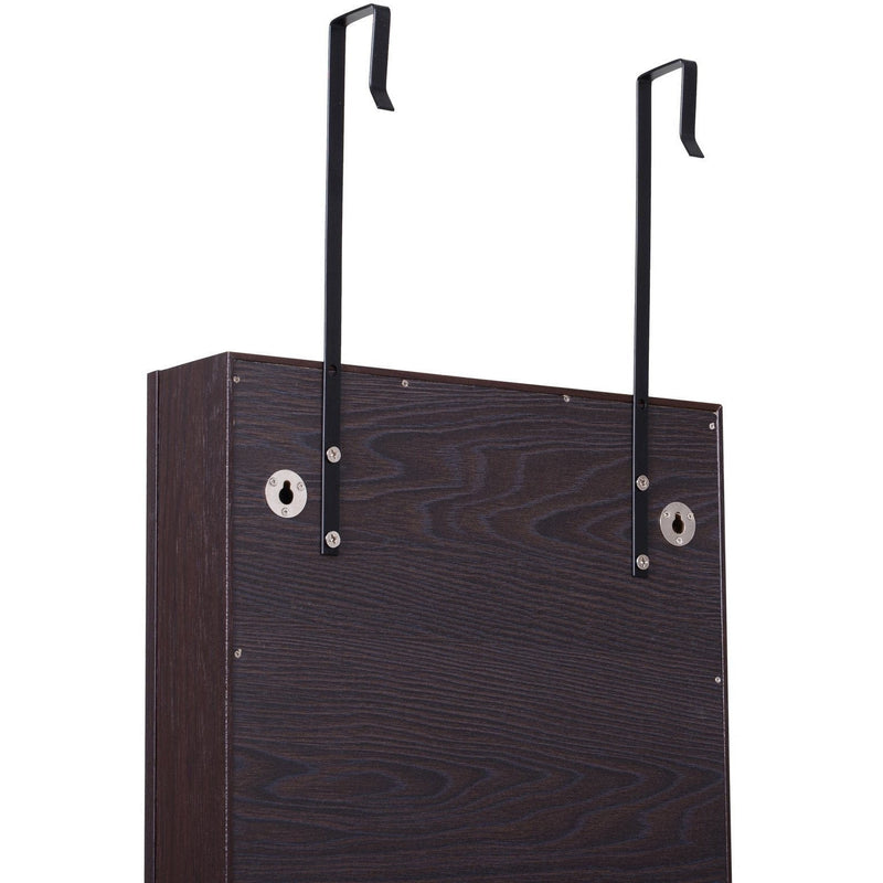 Mirrored Jewelry Cabinet, Door/Wall Mount, LED Lights, Lockable