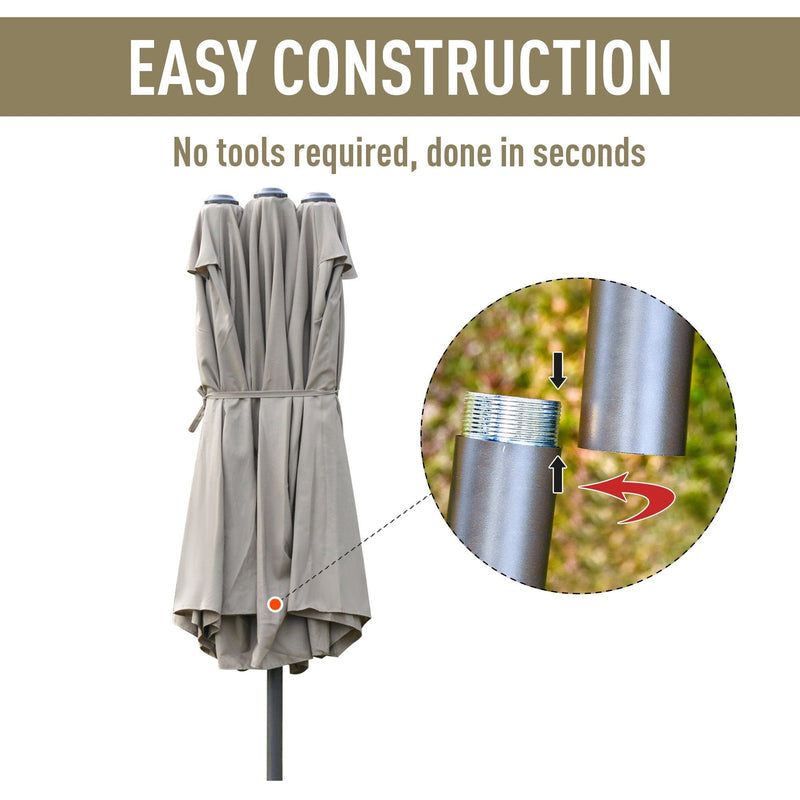 4.6m Double Sided Parasol With Crank Handle, Cross Base