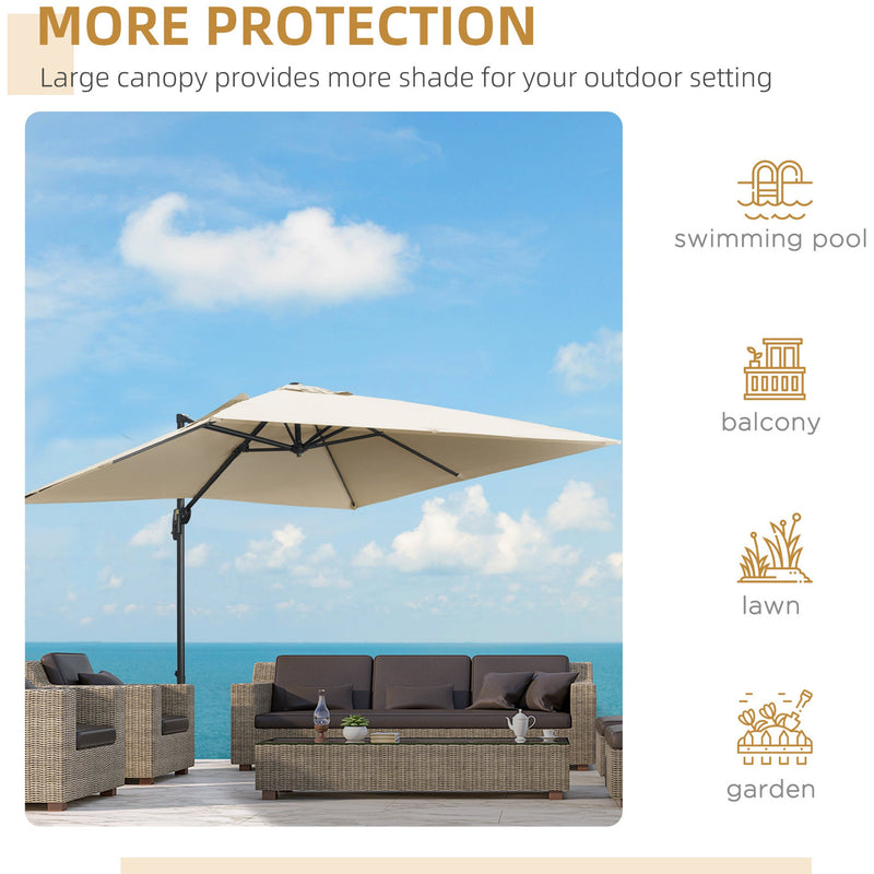 2.7x2.7m Cantilever Parasol - Cream/White