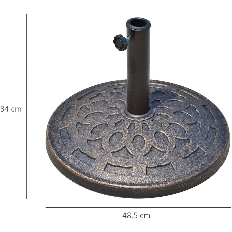 Outdoor Umbrella Stand, 14kg Bronze Resin Outsunny