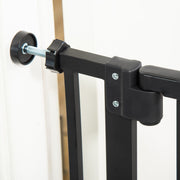 Extra Tall Pet Gate with Door (74-80cm) - Black Pawhut