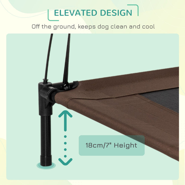 Large Raised Dog Bed with Canopy, Coffee - (92x76x90cm)