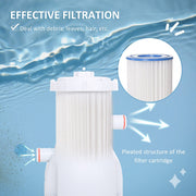Outsunny Cartridge Filter Pump for 13'-15' Above Ground Pools, 800GPH (3028 LPH) Swimming Pool Filter Pump with Hose and Hose Clamps, White Outsunny