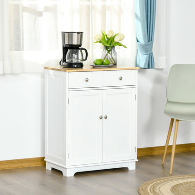 Freestanding Kitchen Cabinet, Rubber Wood Top Homcom