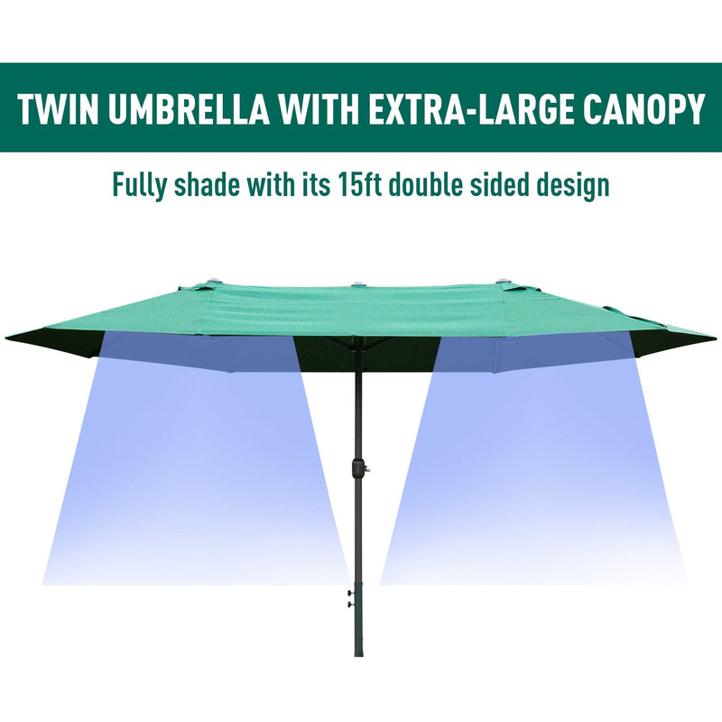 4.6m Double Sided Parasol With Crank Handle, Cross Base