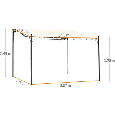 Wall Mounted Gazebo Canopy, Steel Frame, 4 x 3m Outsunny