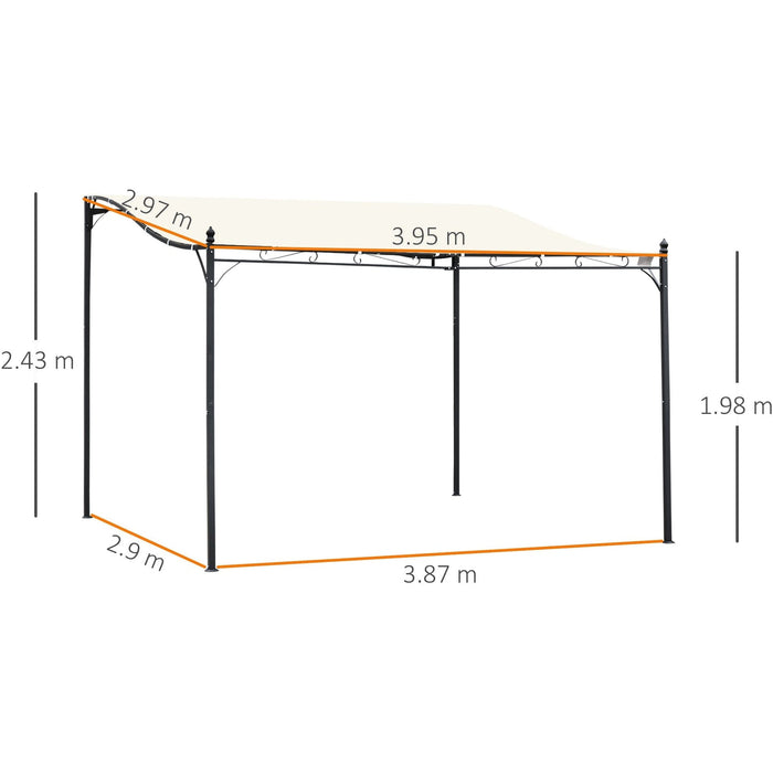 Wall Mounted Gazebo Canopy, Steel Frame, 4 x 3m