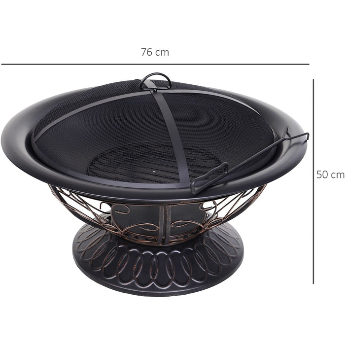 Steel Fire Pit With Spark Screen
