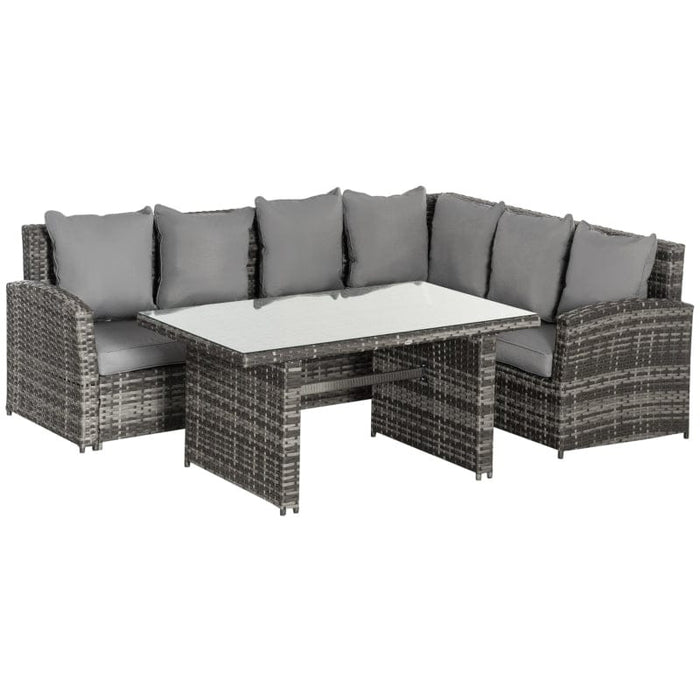 5 Seater Rattan Corner Dining Set with Cushions