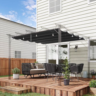Outsunny Retractable Pergola Shade Cover, Replacement Canopy Fabric for 3 x 3 (m) Pergola, Gazebo Retractable Roof, Dark Grey Outsunny