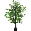 145cm Artificial Banyan Plant, Cement Pot, Indoor/Outdoor Homcom