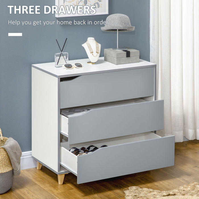 3 Drawer Bedroom Chest, Grey