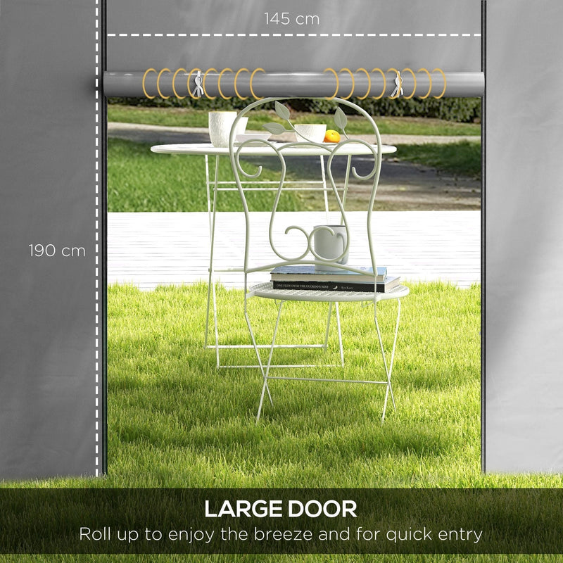 Outsunny Gazebo Side Panels, 2 Pack Sides Replacement, for 3x3(m) or 3x6m Pop Up Gazebo, with Windows and Doors, Light Grey Outsunny